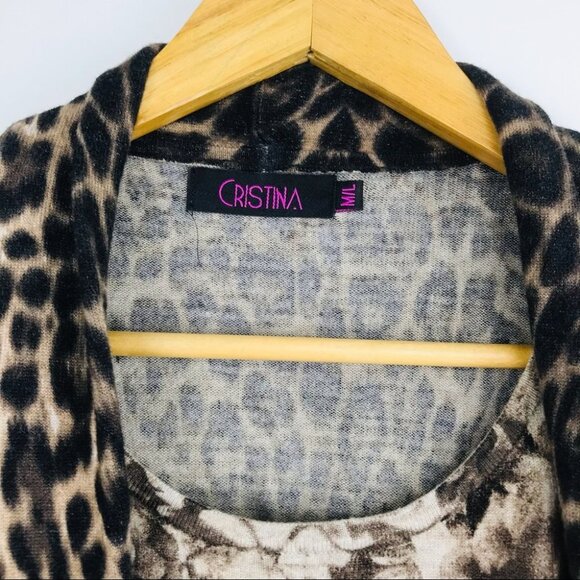 Cristina Women's Leopard Animal Print Sweater Cardigan Women Size M/L - Picture 10 of 14